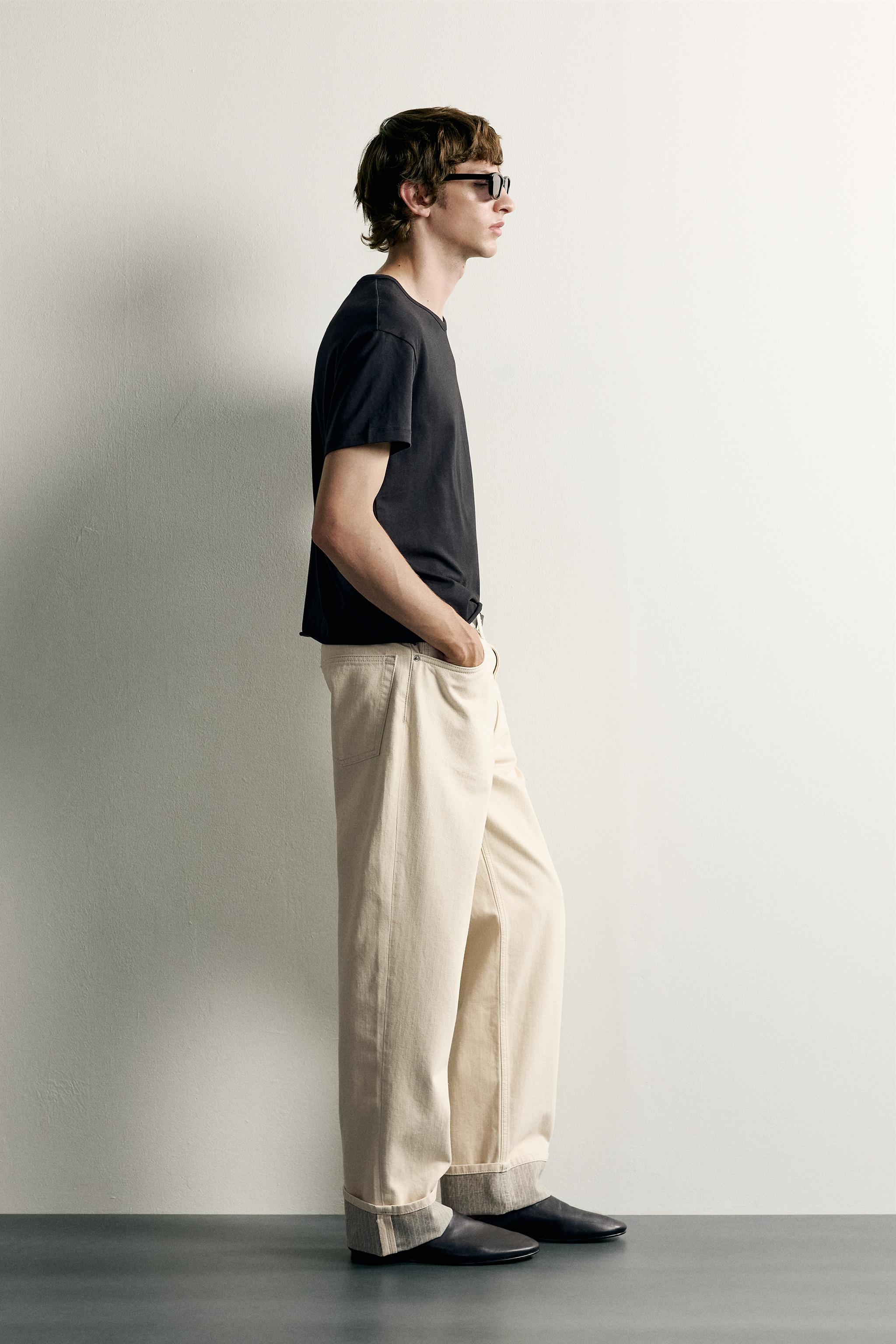 Contrast Cuff Straight Fit Jeans